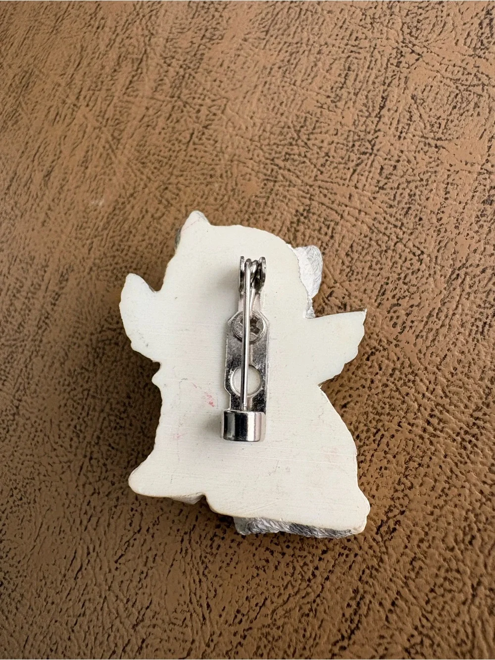 Angel Cat Figurine Brooch with Blue Bow - Pets Cat